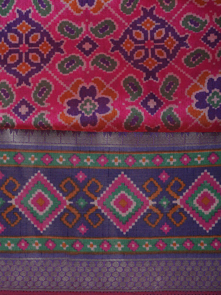 Pink Chanderi Printed Unstitched Dress Material