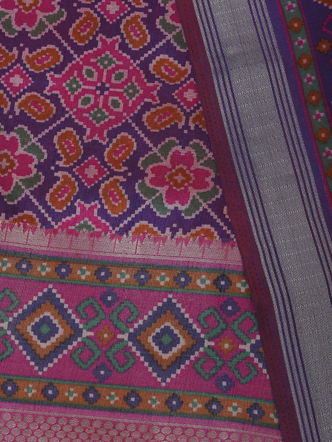 Purple Chanderi Printed Unstitched Dress Material