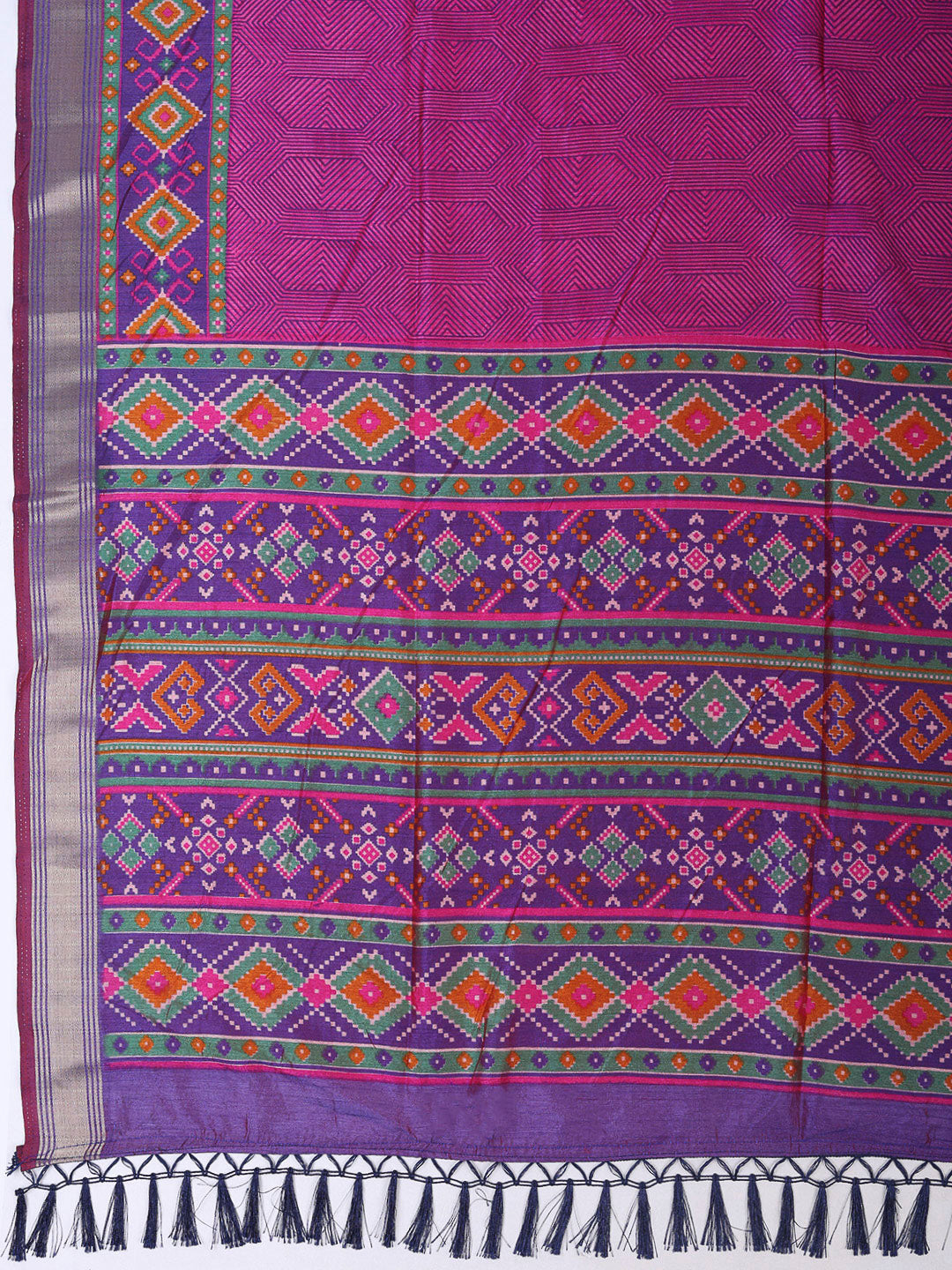 Purple Chanderi Printed Unstitched Dress Material
