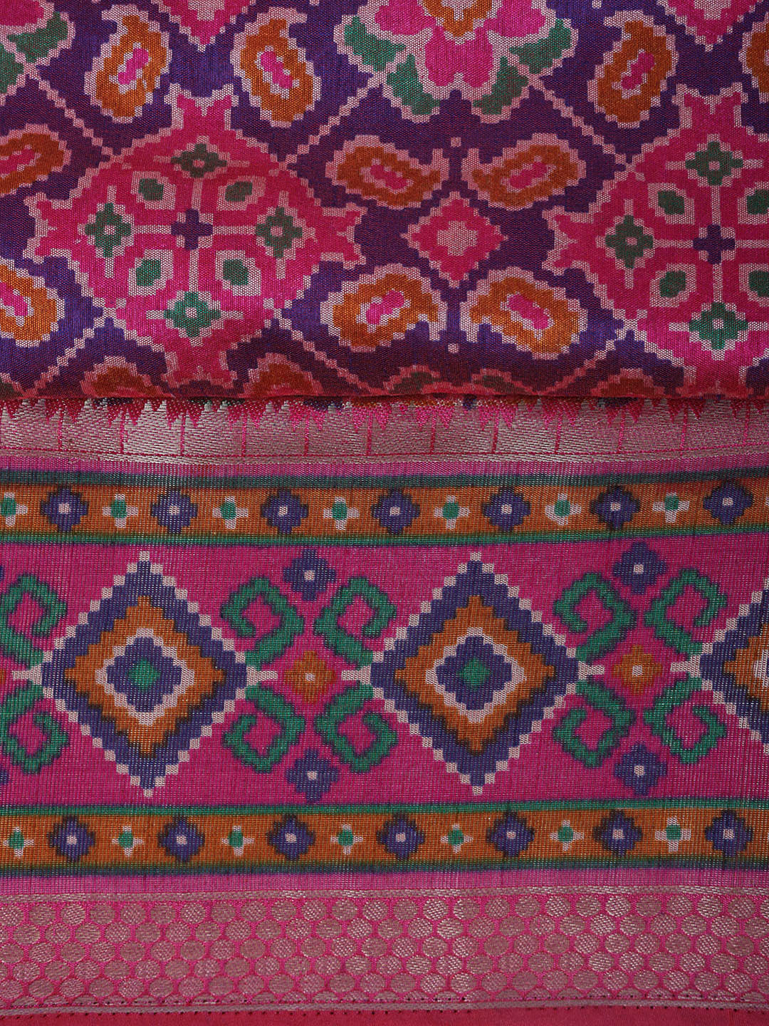 Purple Chanderi Printed Unstitched Dress Material