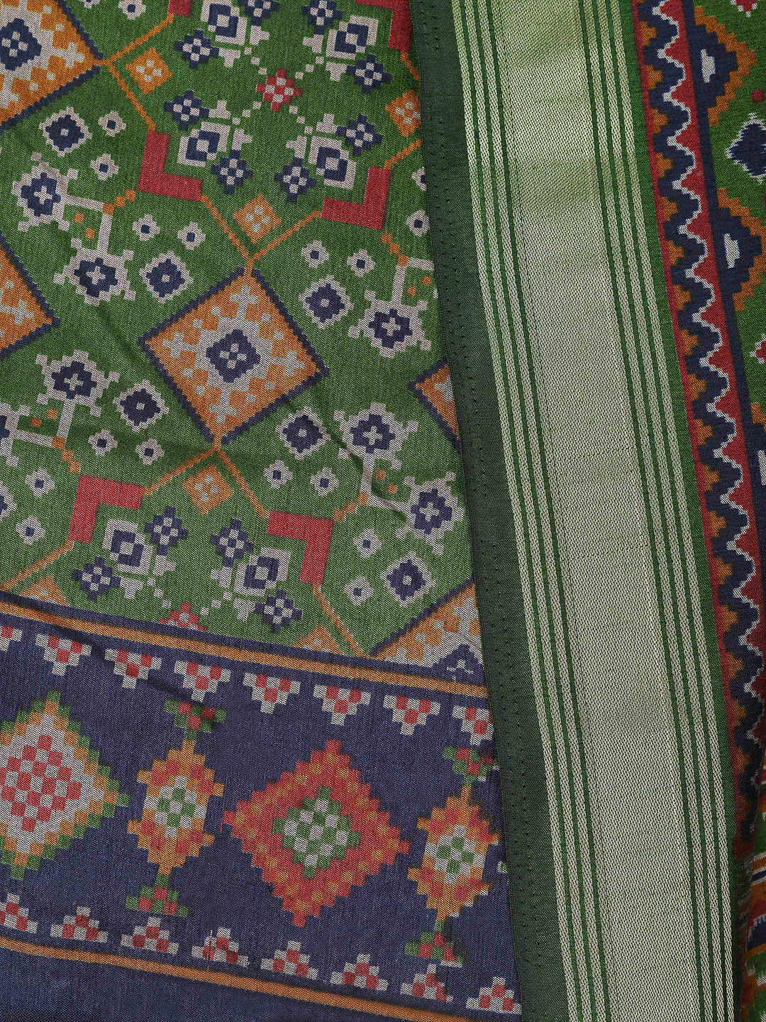 Green Chanderi Printed Unstitched Dress Material