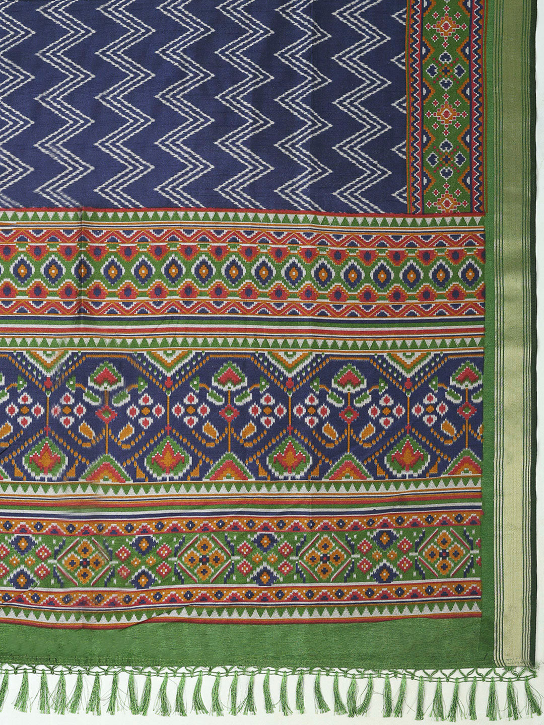 Green Chanderi Printed Unstitched Dress Material