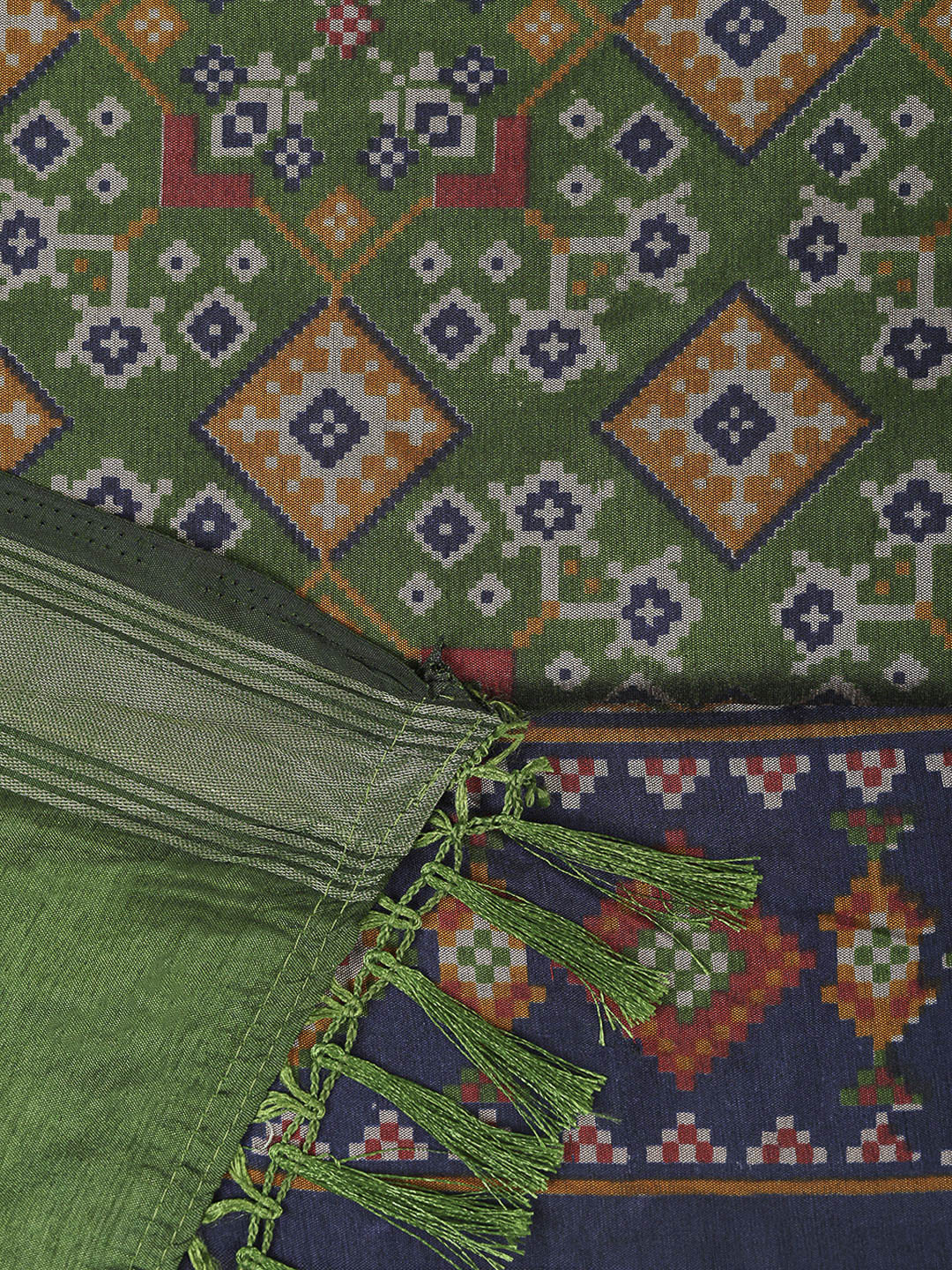 Green Chanderi Printed Unstitched Dress Material