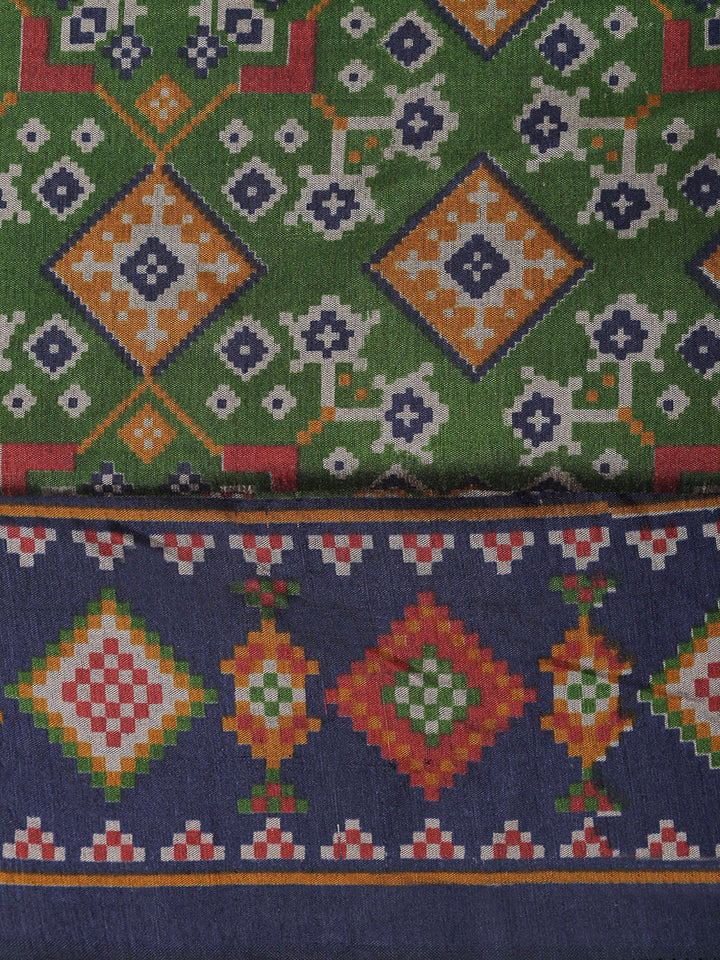 Green Chanderi Printed Unstitched Dress Material