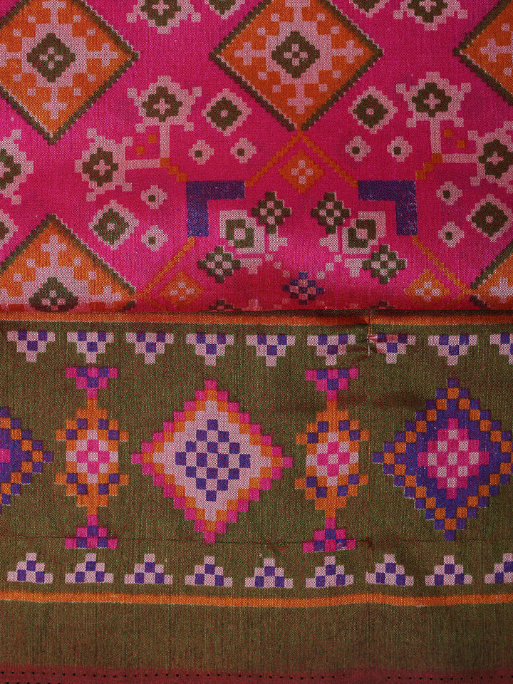 Pink Chanderi Printed Unstitched Dress Material