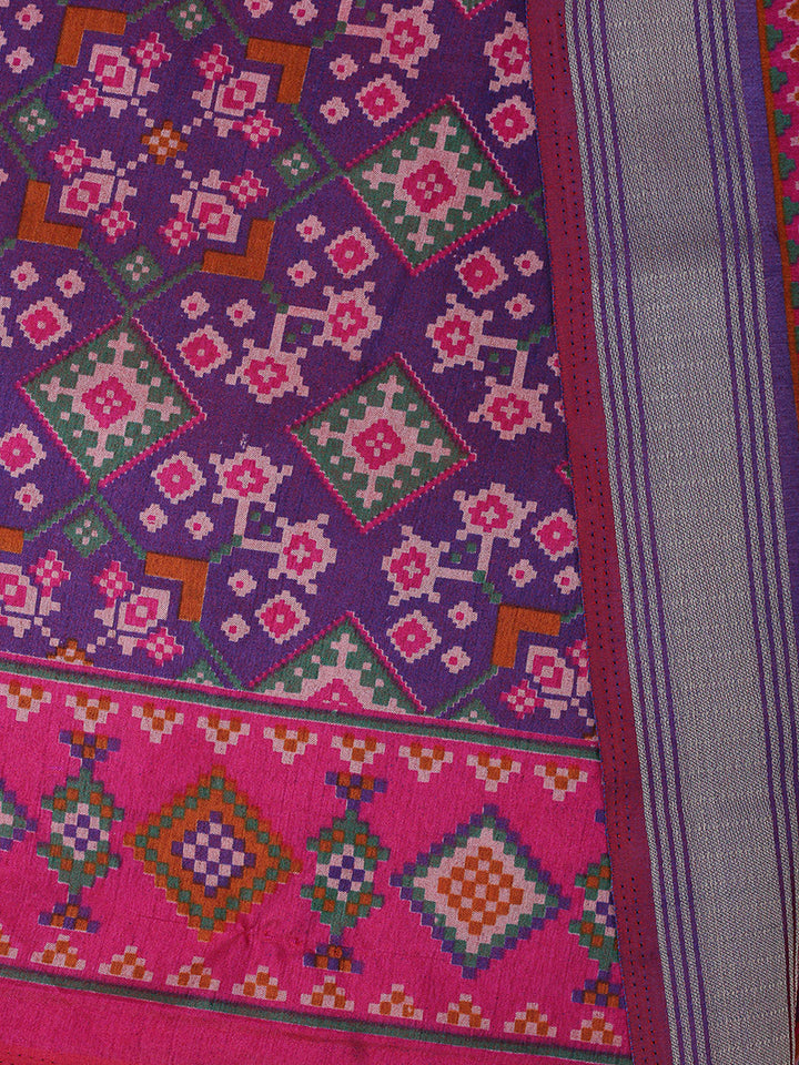 Purple Chanderi Printed Unstitched Dress Material