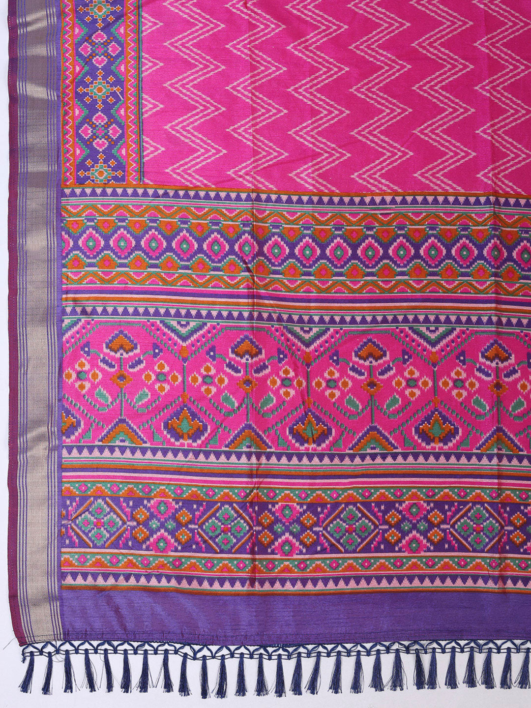 Purple Chanderi Printed Unstitched Dress Material