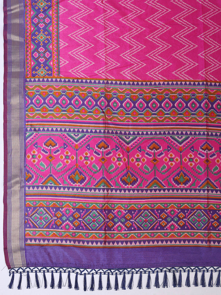 Purple Chanderi Printed Unstitched Dress Material