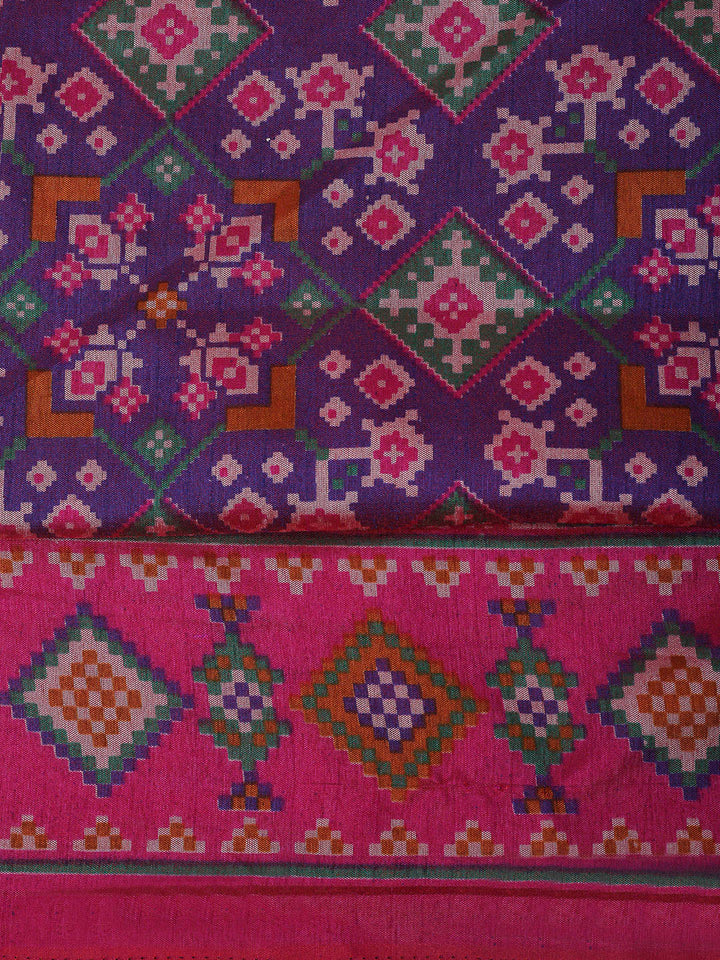 Purple Chanderi Printed Unstitched Dress Material