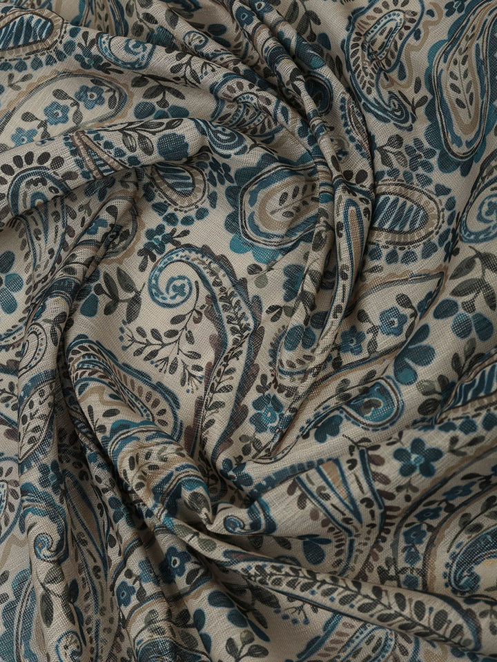 Blue Tissue Printed Unstitched Dress Material