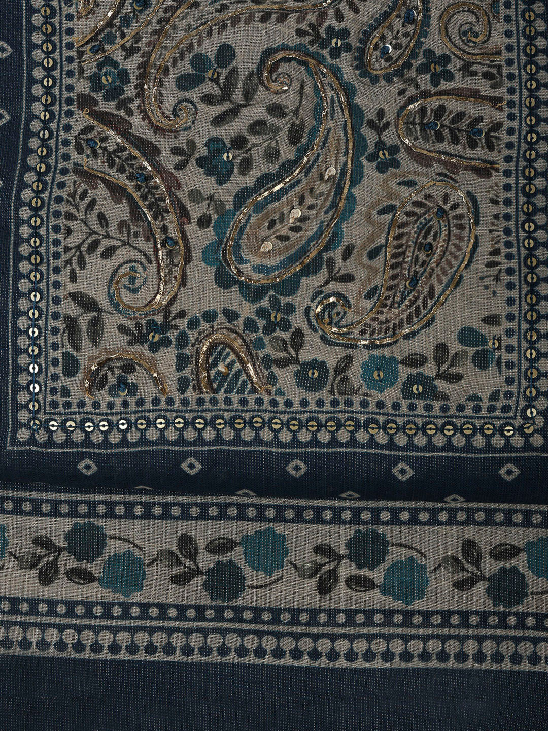 Blue Tissue Printed Unstitched Dress Material