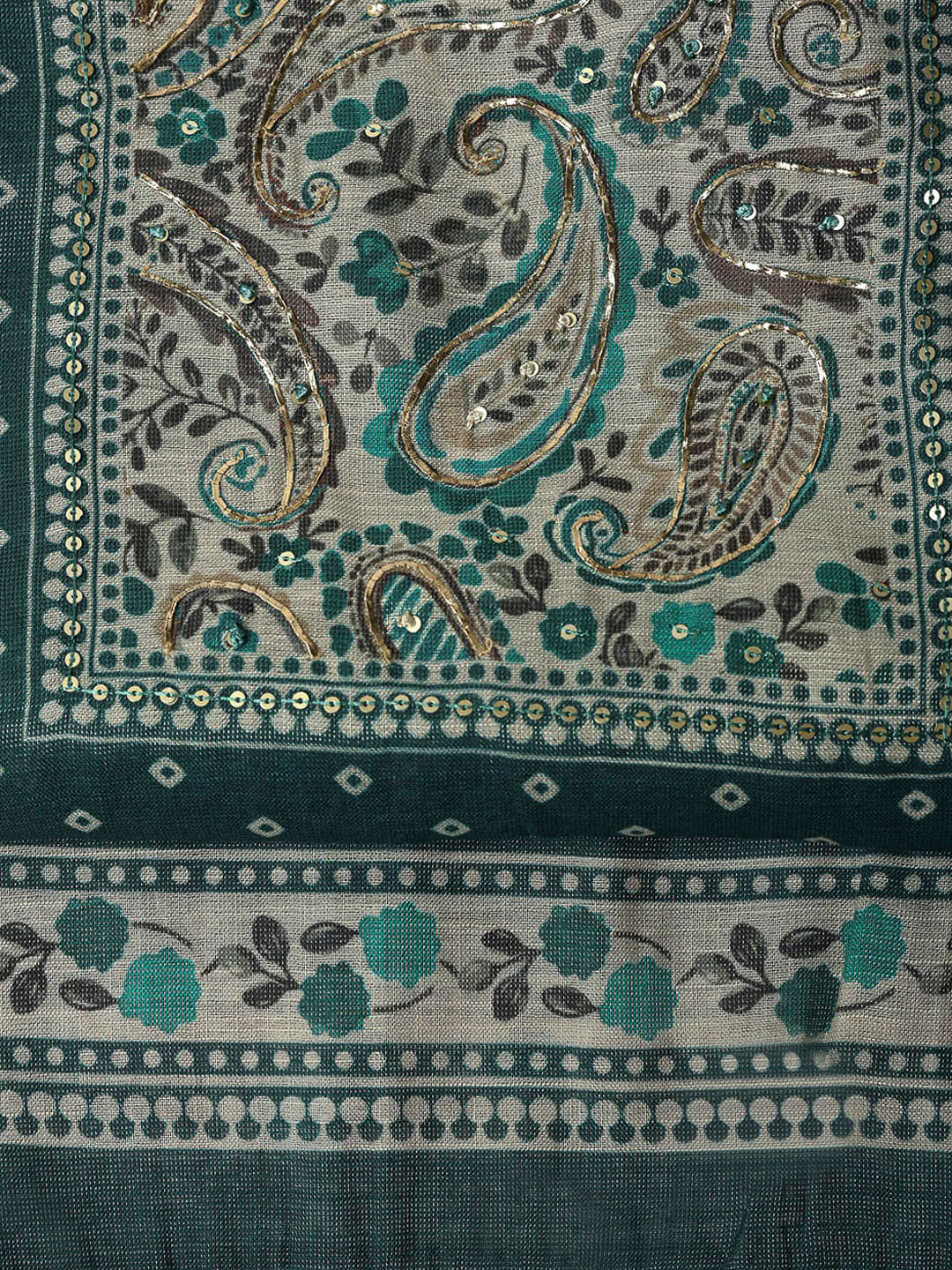 Green Tissue Printed Unstitched Dress Material
