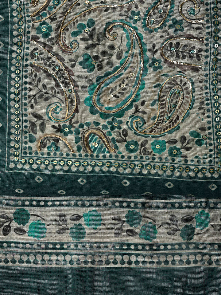 Green Tissue Printed Unstitched Dress Material