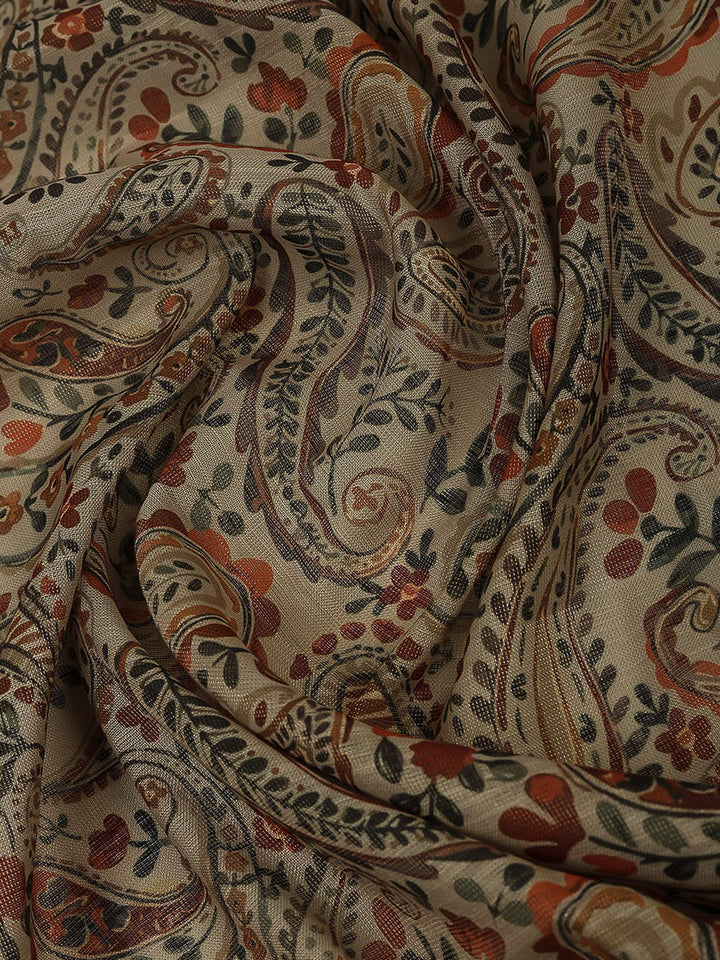 Rust Tissue Printed Unstitched Dress Material