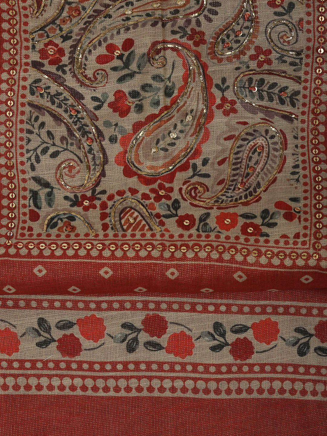 Rust Tissue Printed Unstitched Dress Material
