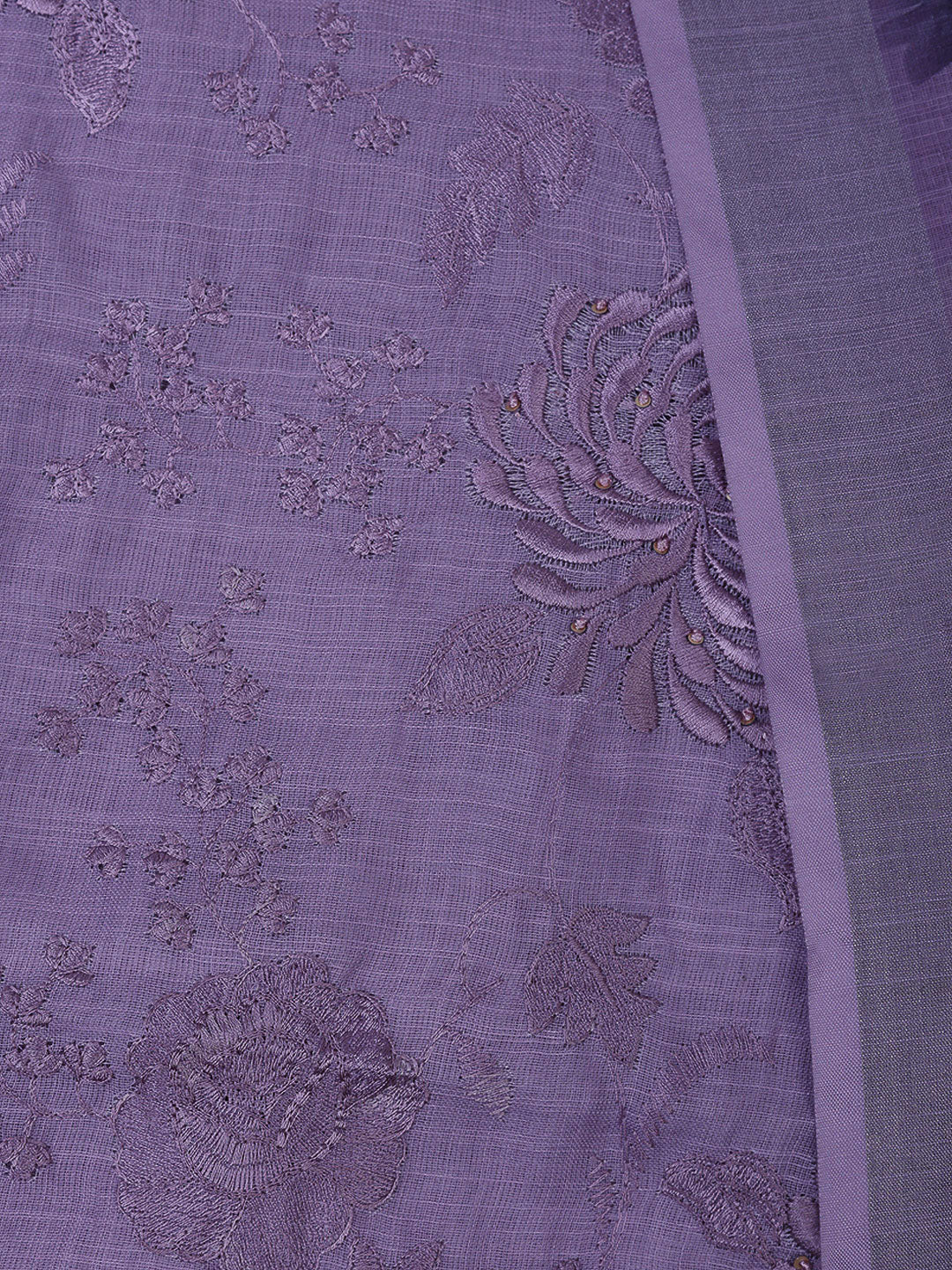 Mauve Cotton Blend Embroidered Unstitched Dress Material