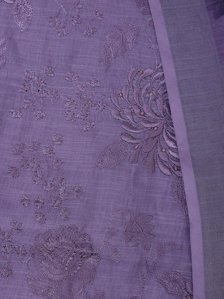 Mauve Cotton Blend Embroidered Unstitched Dress Material