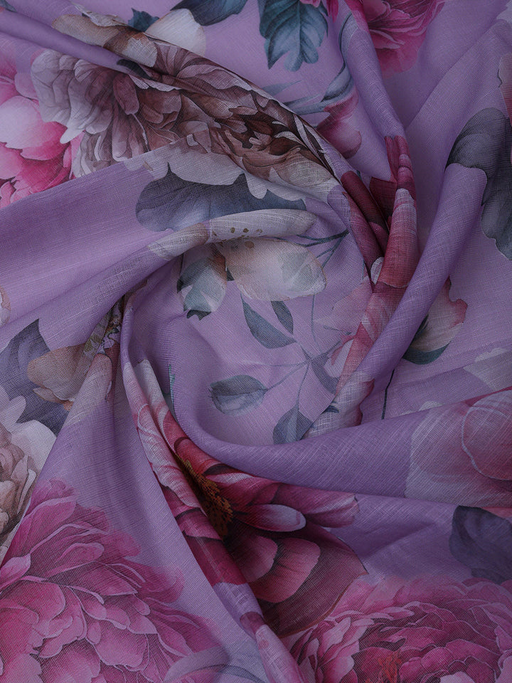 Mauve Cotton Blend Embroidered Unstitched Dress Material