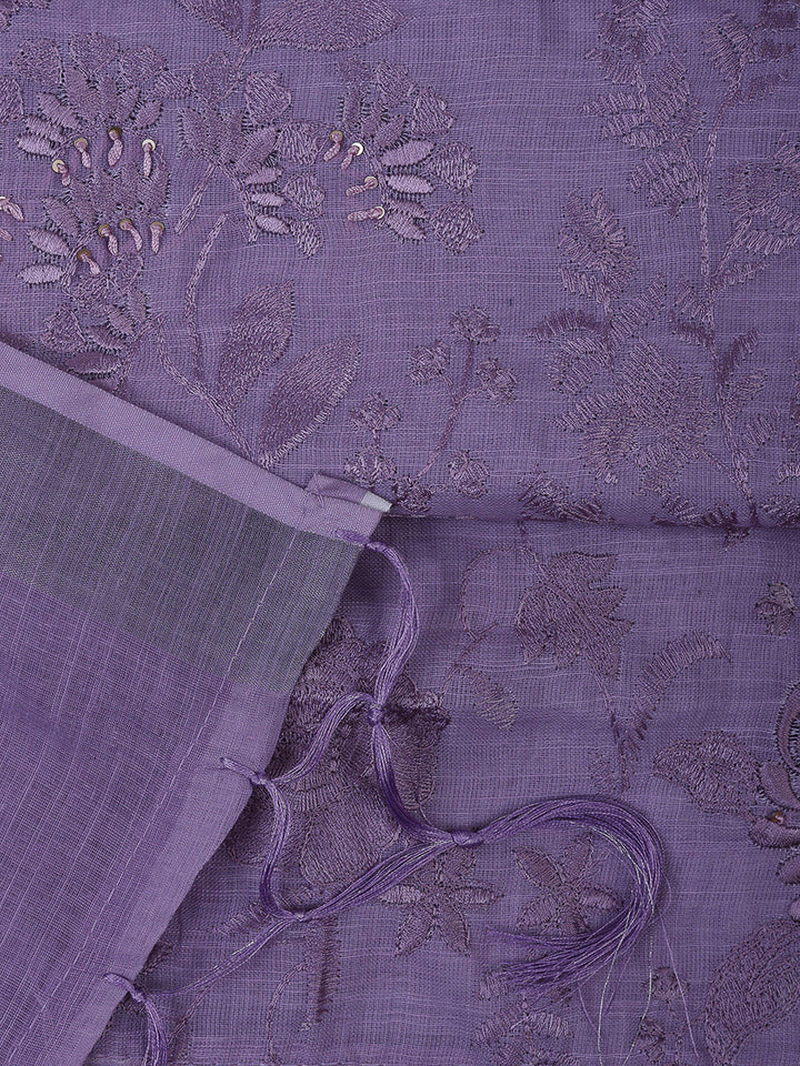 Mauve Cotton Blend Embroidered Unstitched Dress Material