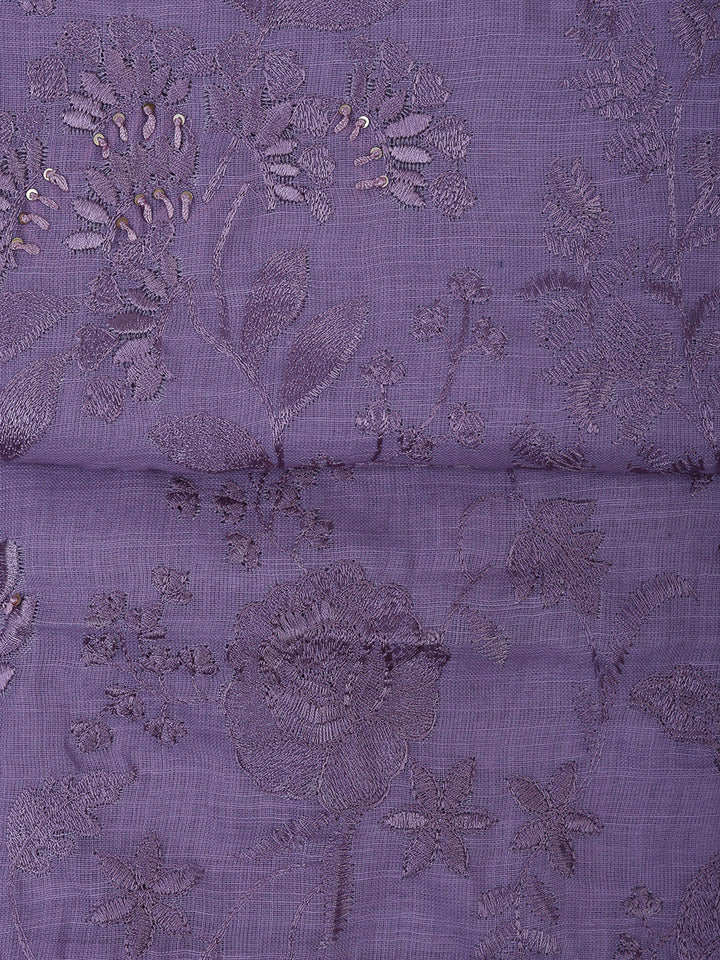 Mauve Cotton Blend Embroidered Unstitched Dress Material