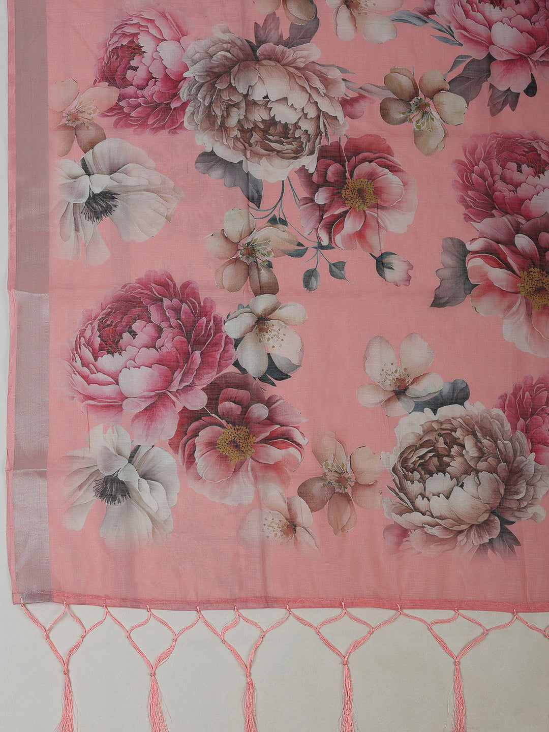 Peach Cotton Blend Embroidered Unstitched Dress Material