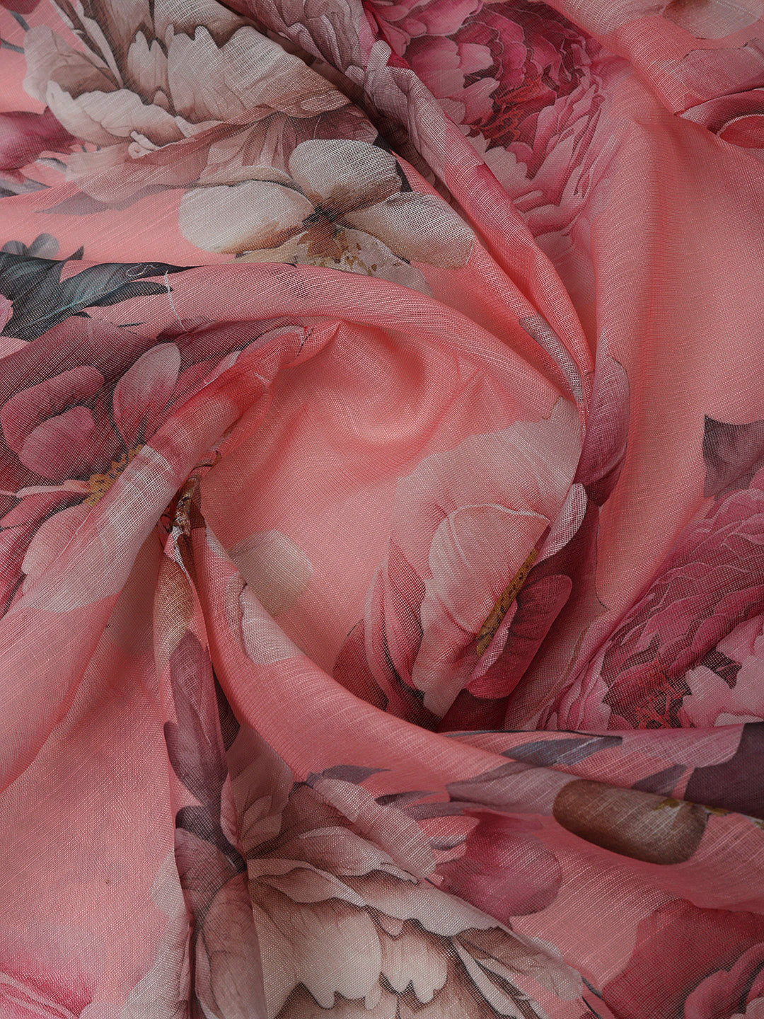 Peach Cotton Blend Embroidered Unstitched Dress Material