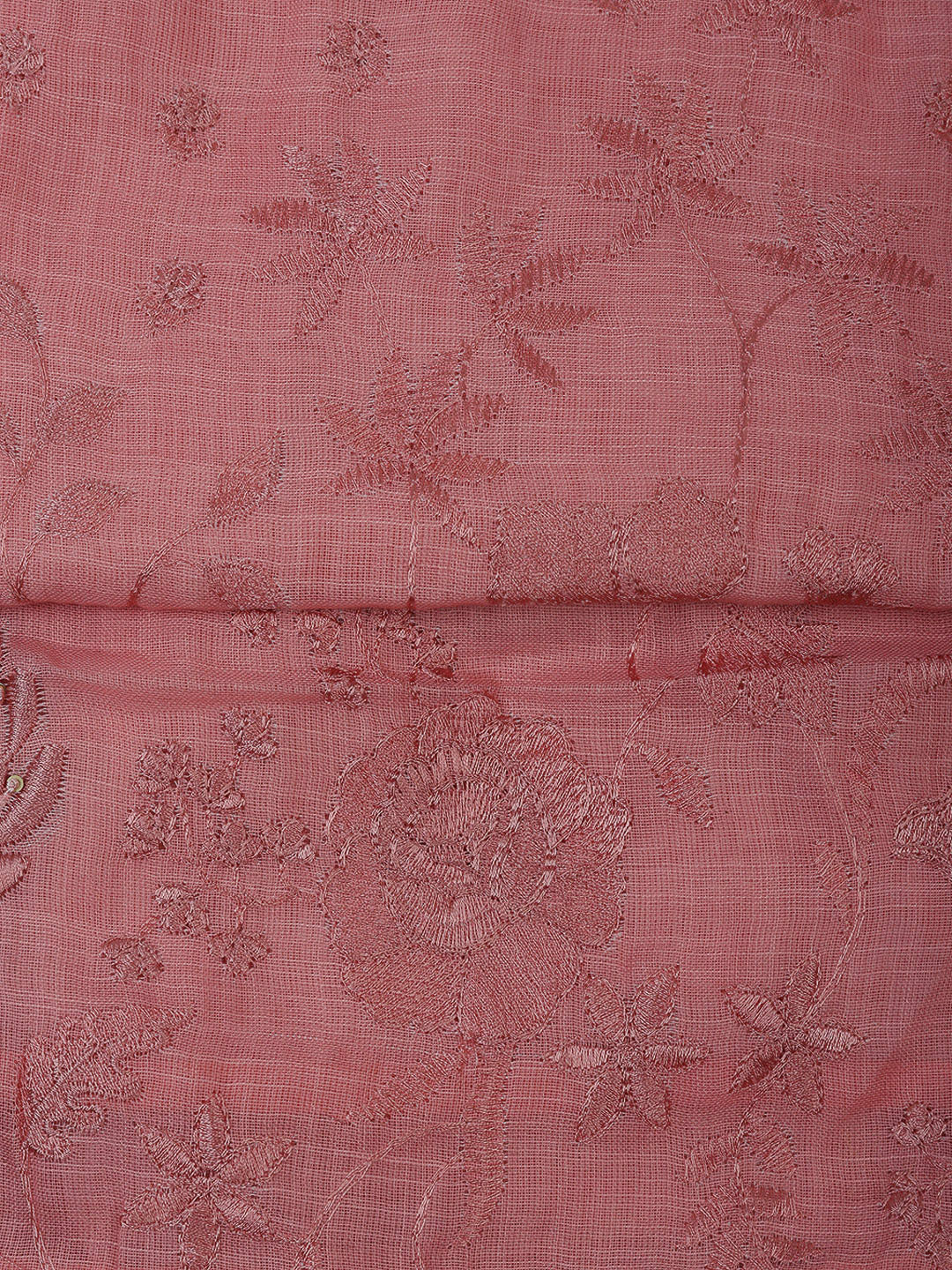 Peach Cotton Blend Embroidered Unstitched Dress Material