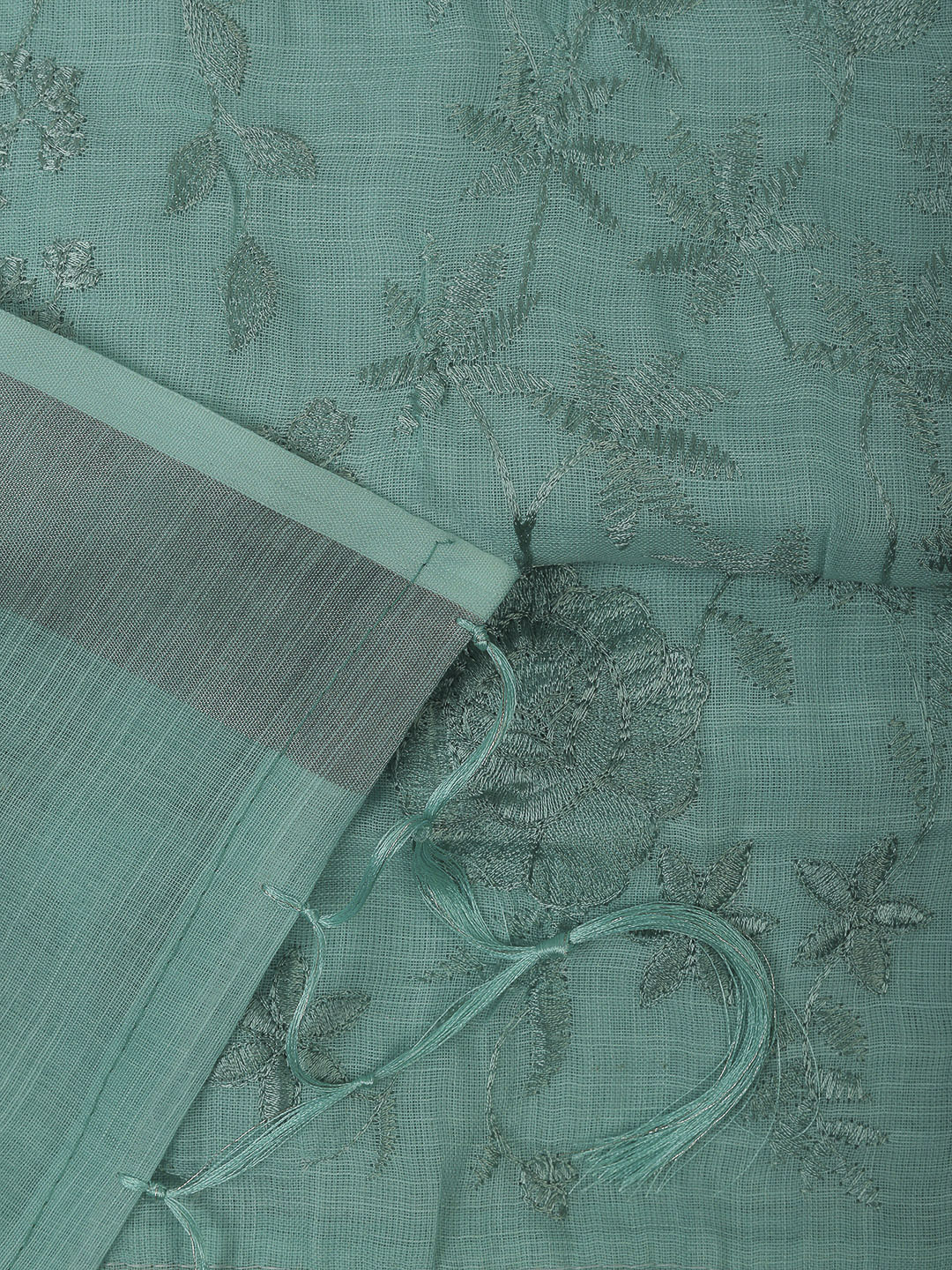 Sea Green Cotton Blend Embroidered Unstitched Dress Material