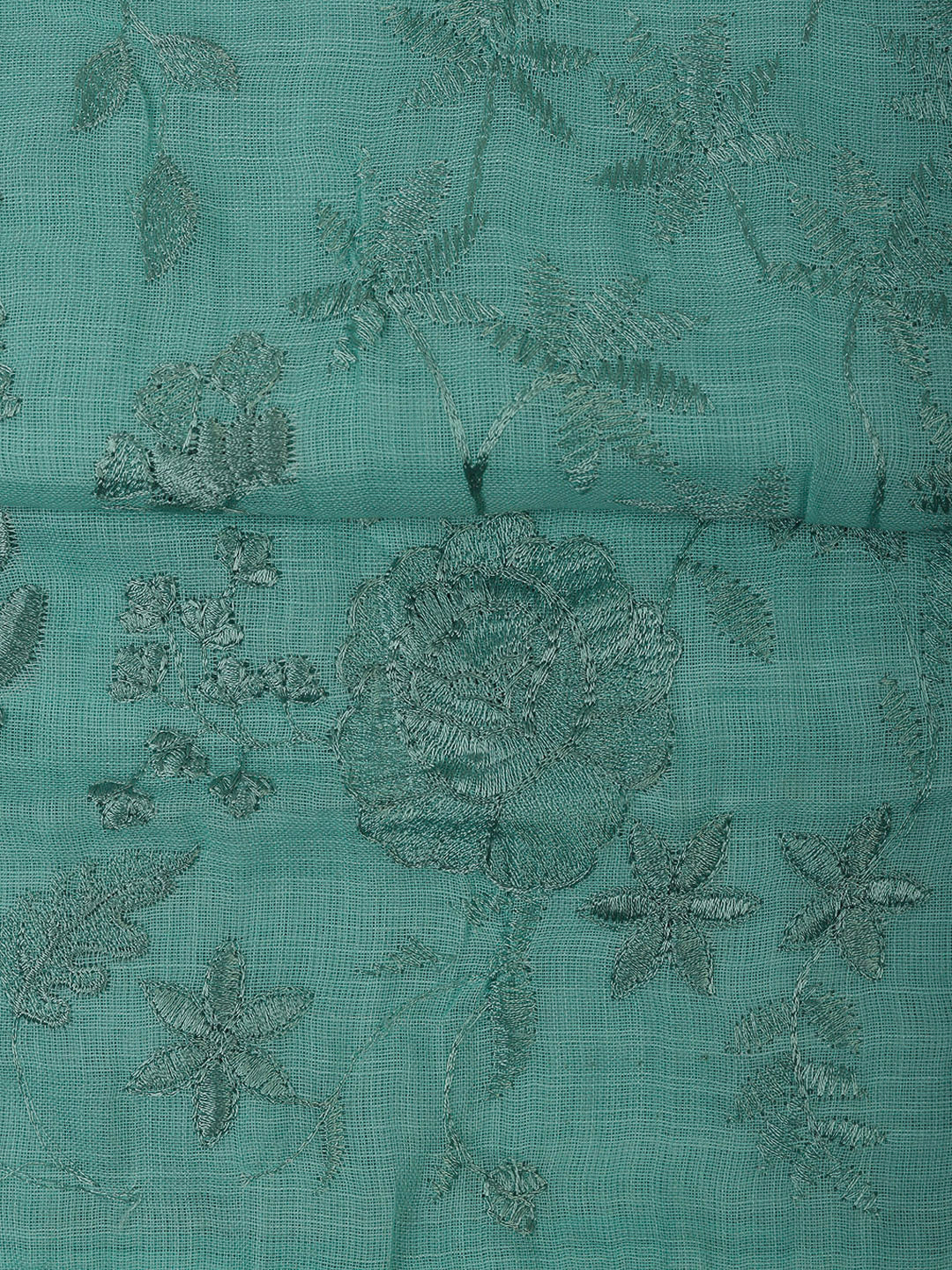 Sea Green Cotton Blend Embroidered Unstitched Dress Material