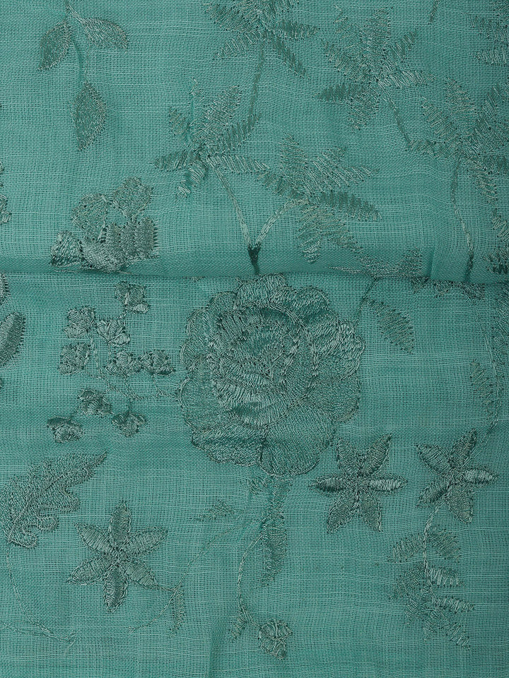 Sea Green Cotton Blend Embroidered Unstitched Dress Material