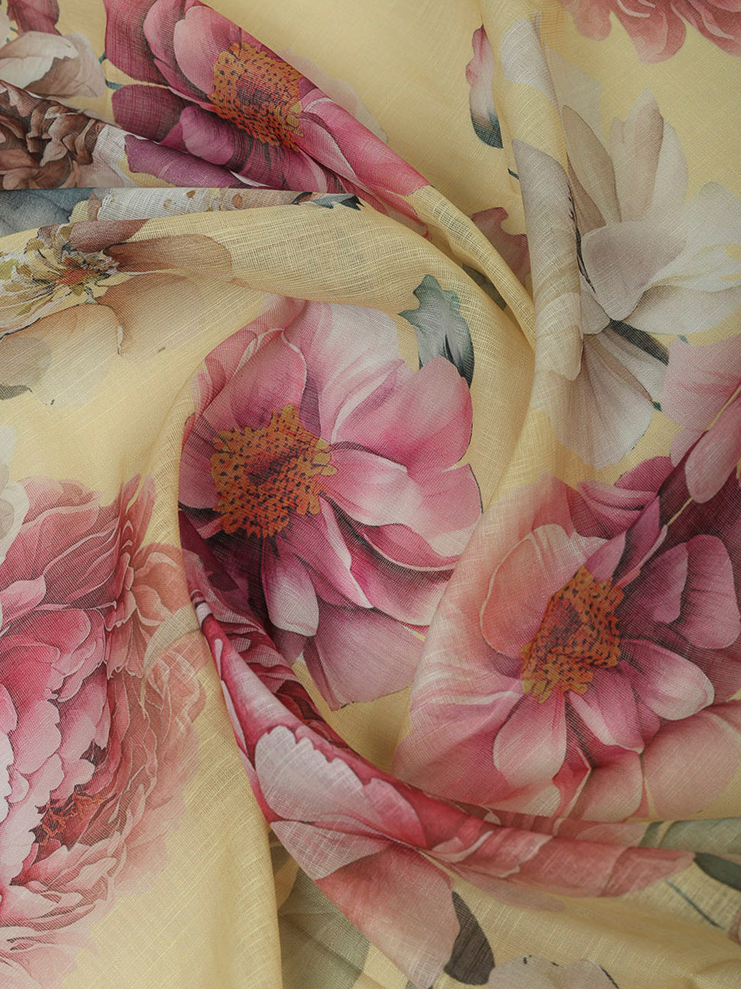 Yellow Cotton Blend Embroidered Unstitched Dress Material