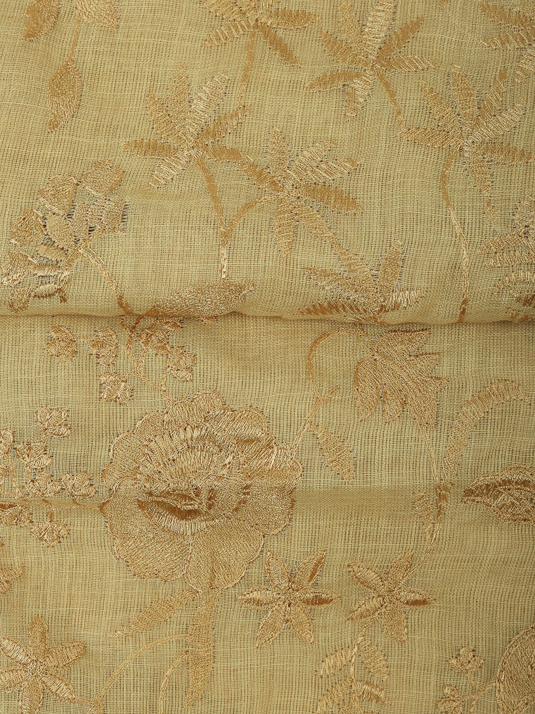 Yellow Cotton Blend Embroidered Unstitched Dress Material