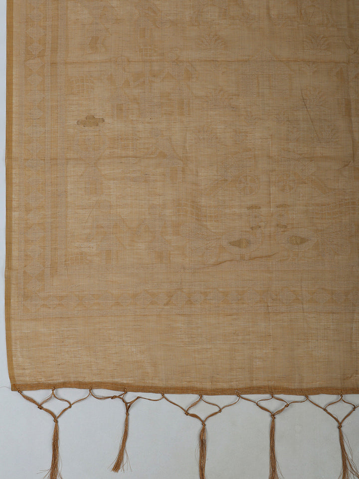 Mustard Cotton Blend Embroidered Unstitched Dress Material