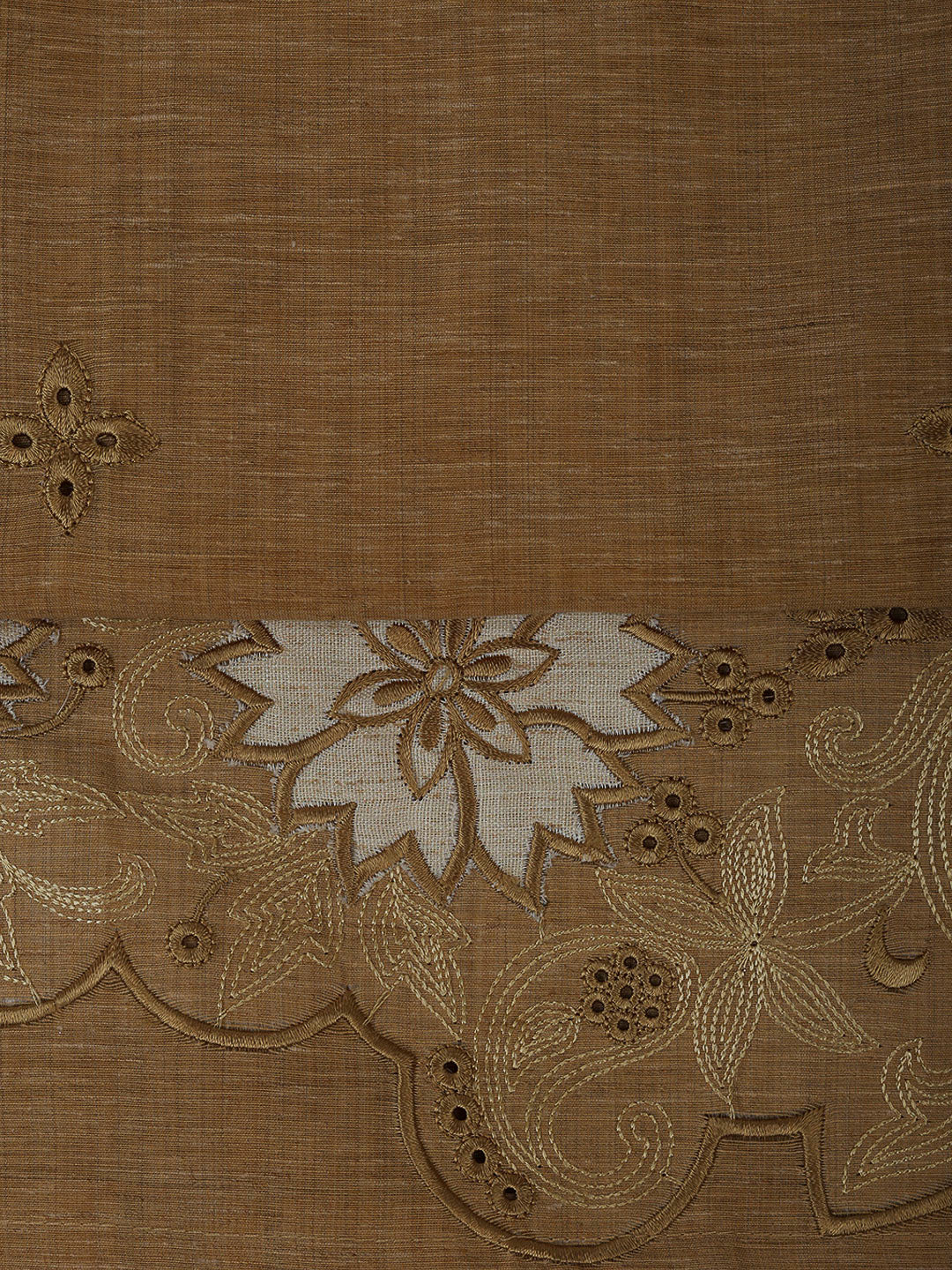 Mustard Cotton Blend Embroidered Unstitched Dress Material