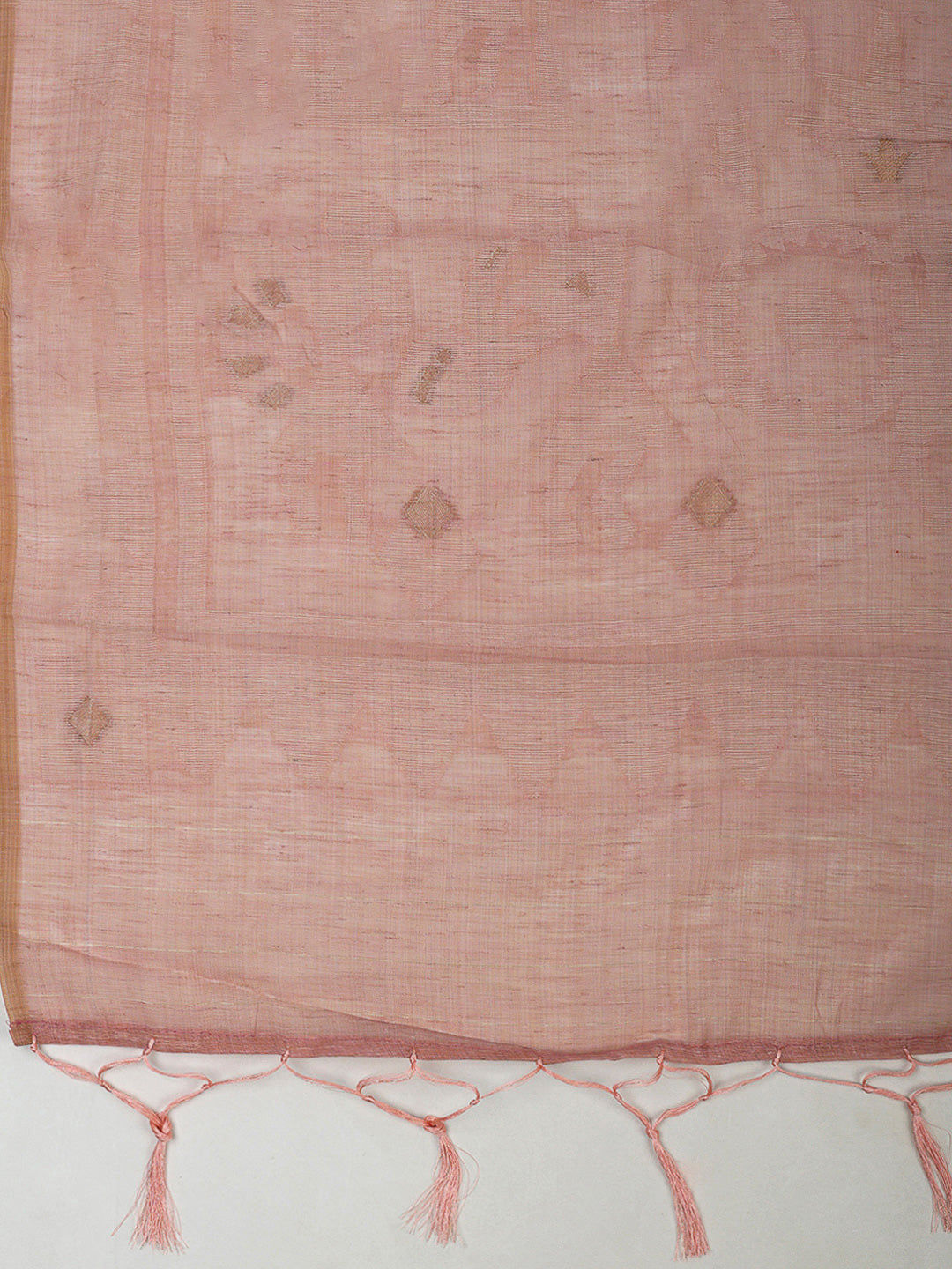Peach Cotton Blend Embroidered Unstitched Dress Material