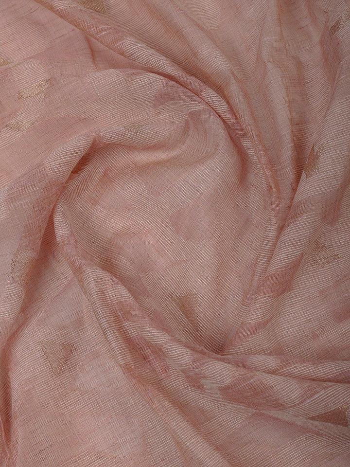 Peach Cotton Blend Embroidered Unstitched Dress Material