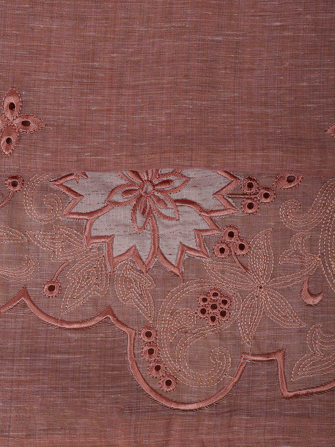 Peach Cotton Blend Embroidered Unstitched Dress Material