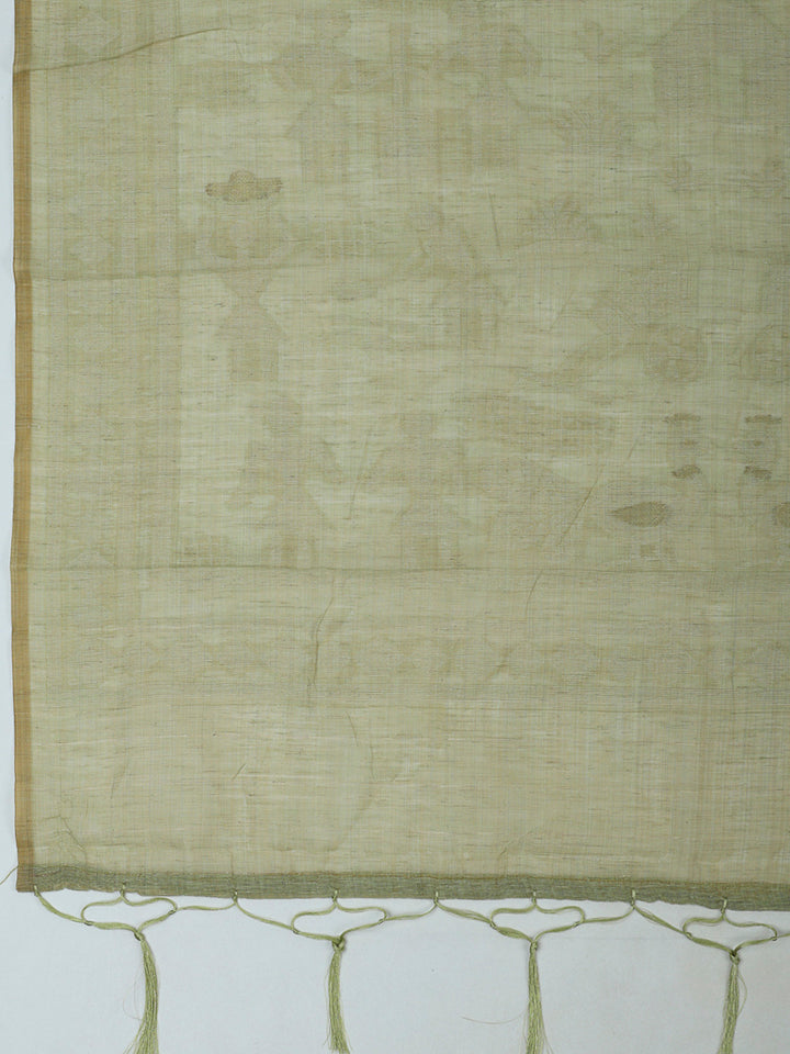 Pista Green Cotton Blend Embroidered Unstitched Dress Material