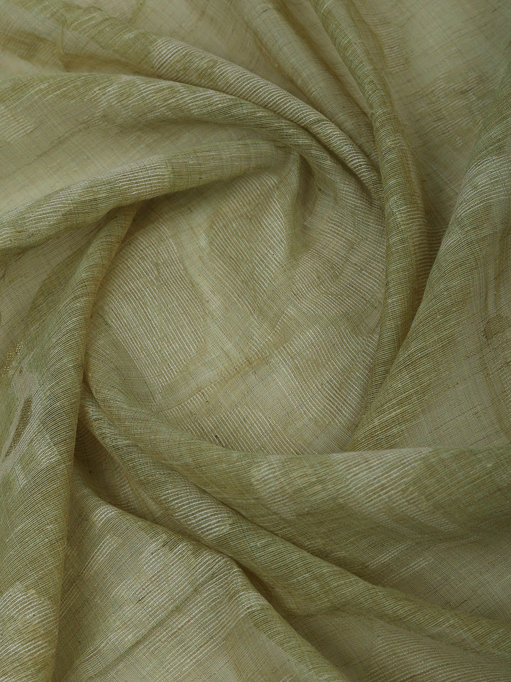 Pista Green Cotton Blend Embroidered Unstitched Dress Material