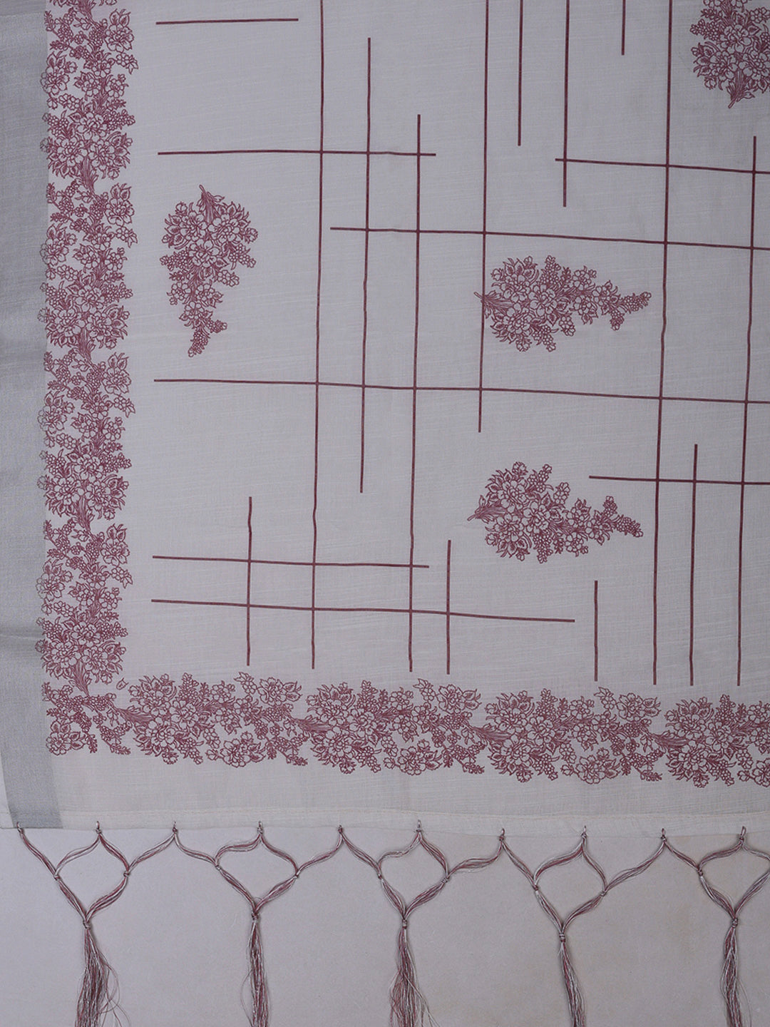 Off White Cotton Blend Printed Unstitched Dress Material