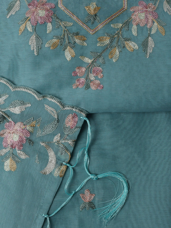 Firozee Lt Chanderi Embroidered Unstitched Dress Material