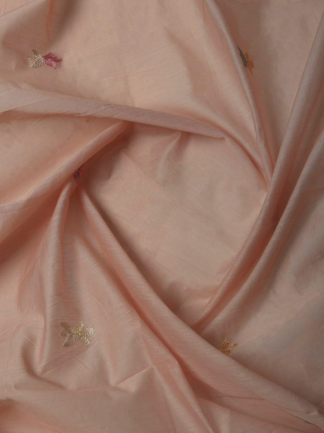 Peach Chanderi Embroidered Unstitched Dress Material
