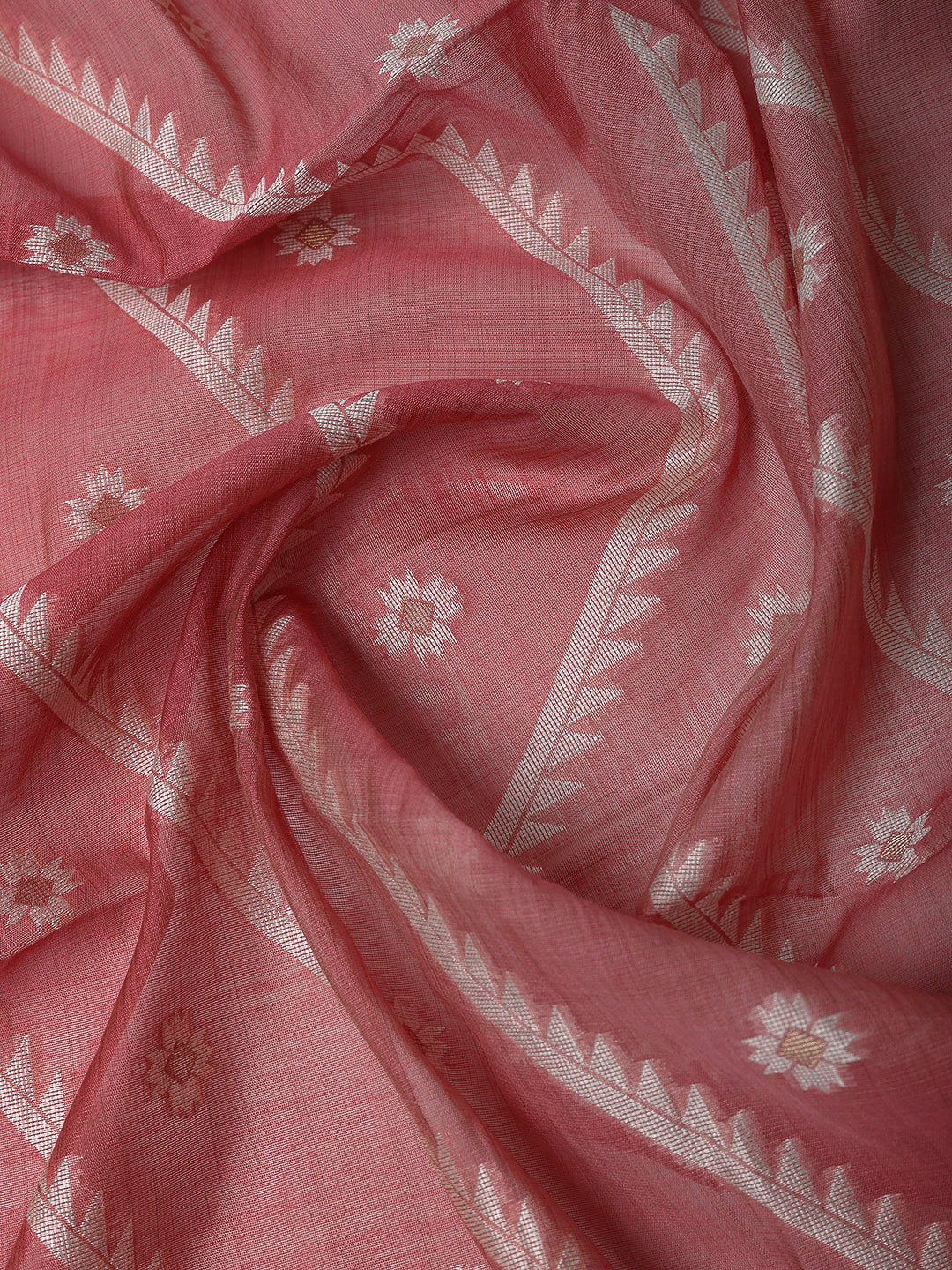 Pink Cotton Blend Embroidered Unstitched Dress Material