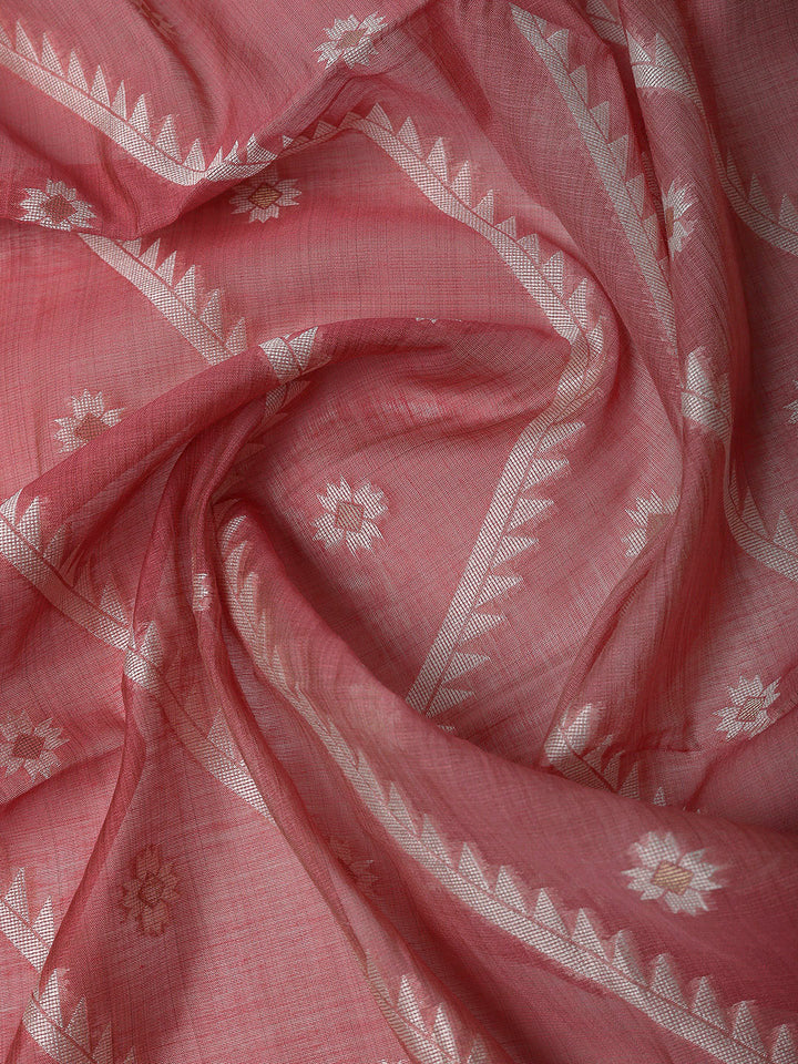 Pink Cotton Blend Embroidered Unstitched Dress Material