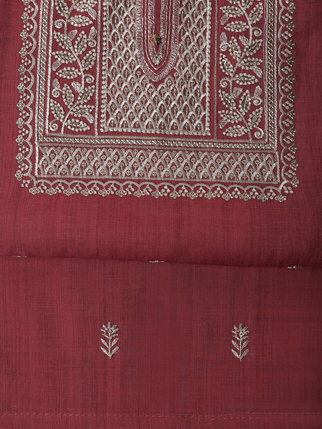 Pink Cotton Blend Embroidered Unstitched Dress Material