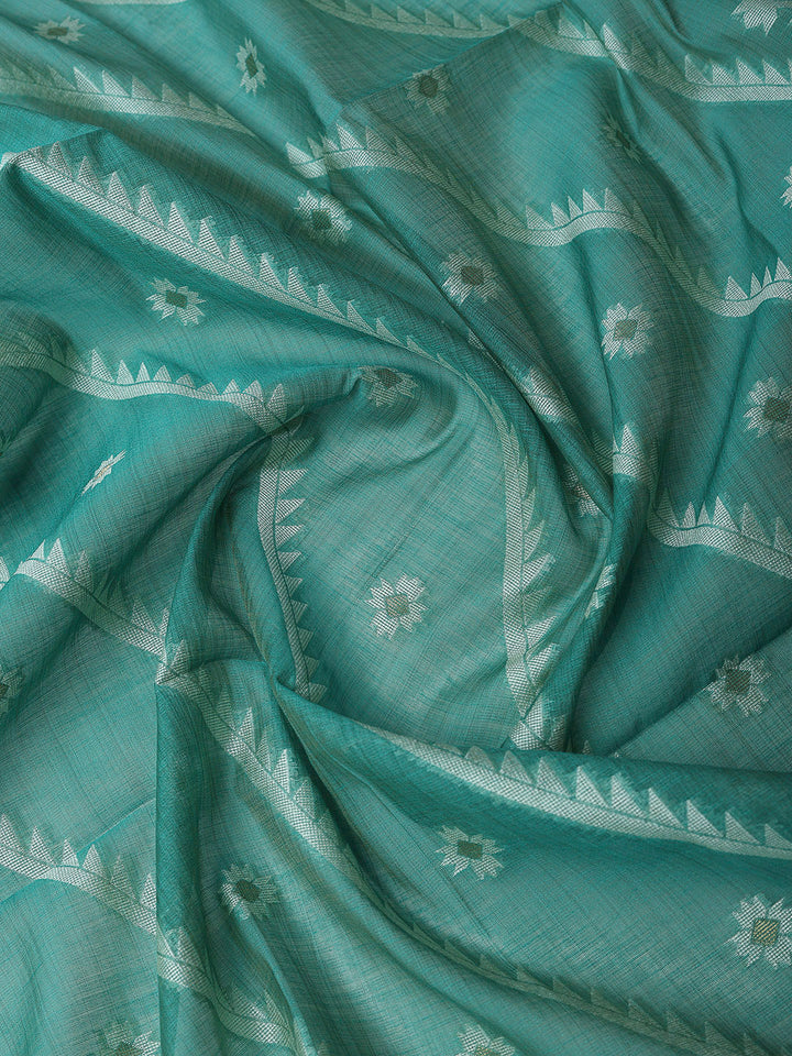 Sea Green Cotton Blend Embroidered Unstitched Dress Material