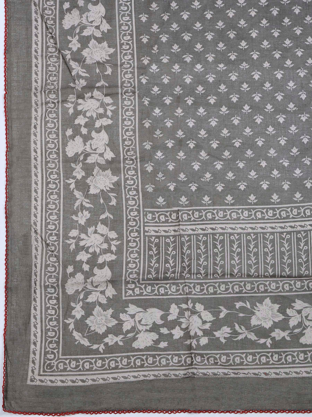Grey Lt Cotton Blend Printed Unstitched Dress Material