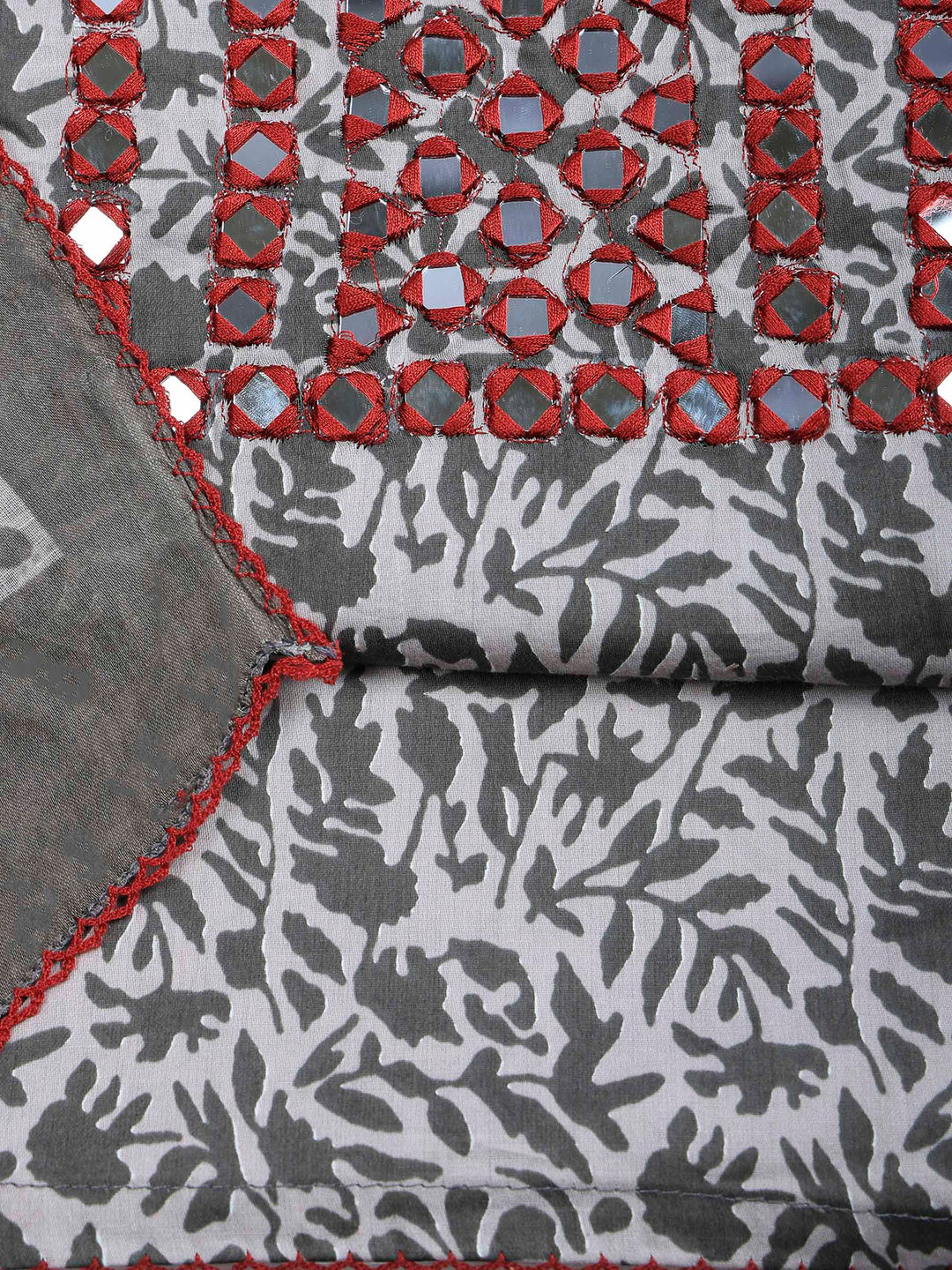 Grey Lt Cotton Blend Printed Unstitched Dress Material
