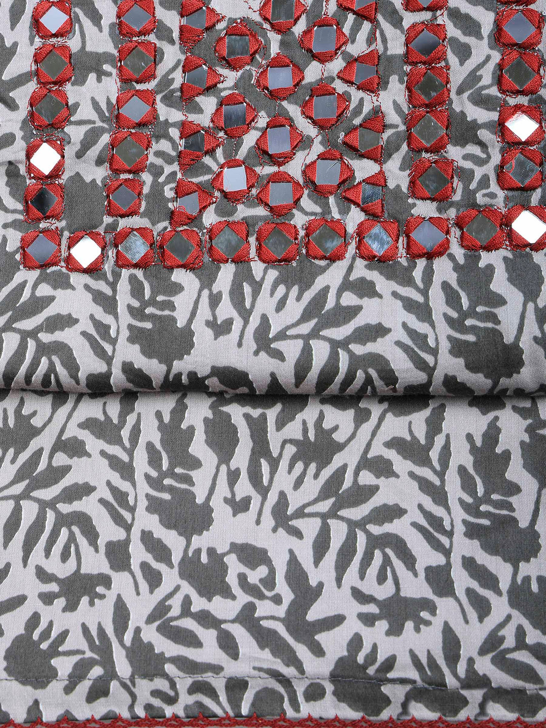 Grey Lt Cotton Blend Printed Unstitched Dress Material