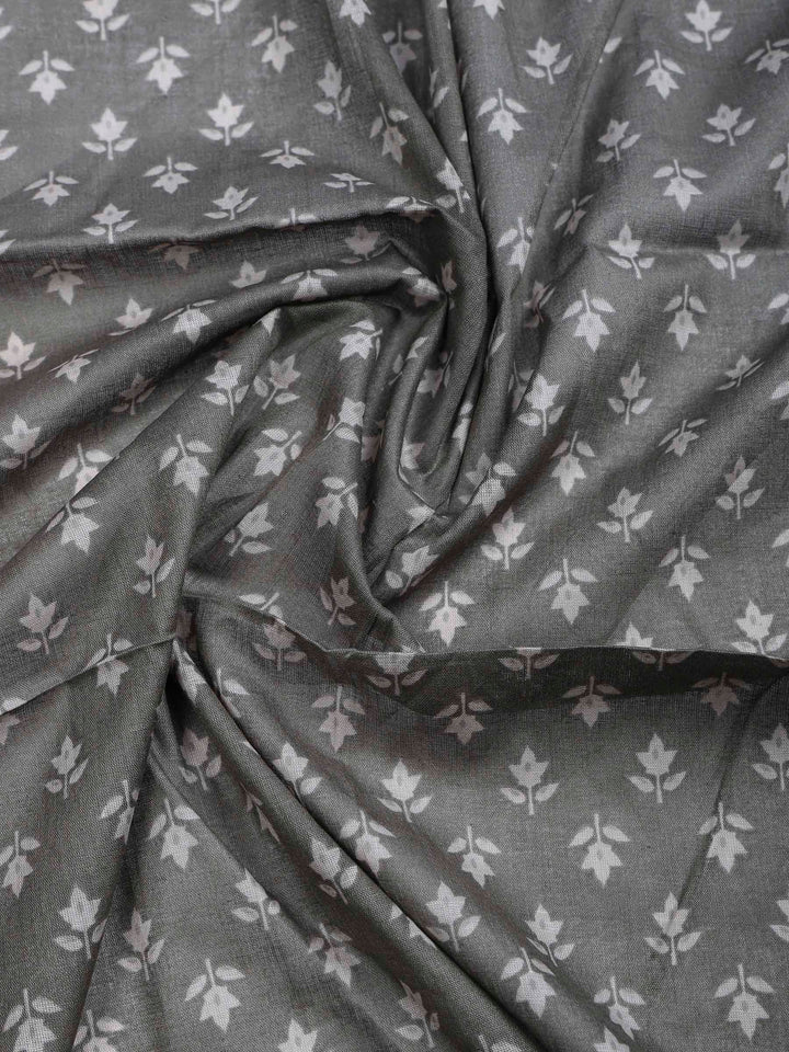 Grey Lt Cotton Blend Printed Unstitched Dress Material